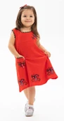 Burçak Şile Bezi Kız Çocuk Yazlık Elbise Kırmızı Krmz thumbnail 3