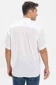 Kısa Kol Şile Bezi Tek Cepli Erkek Yazlık Gömlek Beyaz 3001 thumbnail 2