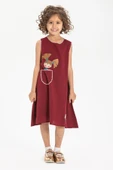 Ece Şile Bezi Kız Çocuk Yazlık Elbise Bordo Brd thumbnail 1