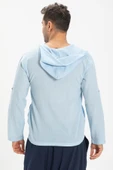 Şile Bezi Kapüşonlu Erkek Yazlık Sweatshirt Buz Mavi Bmv 2XL Buz Mavi - 2