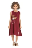 Ece Şile Bezi Kız Çocuk Yazlık Elbise Bordo Brd thumbnail 5