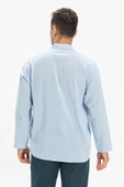 Uzun Kol Şile Bezi Tek Cepli Hakim Yaka Erkek Yazlık Tshirt Buz Mavi 3027 S Buz Mavi - 2