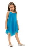Çağla Şile Bezi Kız Çocuk Yazlık Elbise Turkuaz Trkz - 5