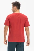 Kısa Kol Şile Bezi Zımbalı Erkek Yazlık Tshirt Kırmızı 3051 - 2