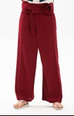 Kadın Şile Bezi Thai Balıkçı Yazlık Pantolon Bordo Brd L/XL Bordo - 1