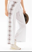 Nakışlı Şile Bezi Bilmece Yazlık Pantolon Beyaz Byz S Beyaz - 4
