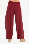 Nakışlı Şile Bezi Bilmece Yazlık Pantolon Bordo Brd S Bordo - 4