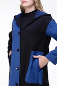 Uzun Kol Kapüşonlu Hayal Baskılı Pazen Sonbahar ve Kışlık Ceket Saks Sks L/XL Saks - 3