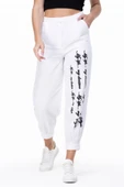 İlkay Baskılı Pazen Sonbahar ve Kışlık Pantolon Beyaz Byz L Beyaz - 3