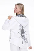 Uzun Kol Kapüşonlu Gamze Pazen Sonbahar ve Kışlık Ceket Beyaz Byz 2XL-3XL Beyaz - 4