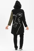 Uzun Kol Kapüşonlu Hayal Baskılı Pazen Sonbahar ve Kışlık Ceket Haki Hk L/XL Haki - 2