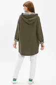Uzun Kol Kapüşonlu Safari Pazen Sonbahar ve Kışlık Ceket Haki Hk L/XL Haki - 2