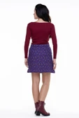 Hande Pazen Kısa Sonbahar ve Kışlık Etek Çıtır Desen Mor Mor thumbnail 2