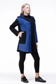 Uzun Kol Kapüşonlu Hayal Baskılı Pazen Sonbahar ve Kışlık Ceket Saks Sks L/XL Saks - 4