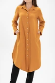Uzun Kol Merve Pazen Sonbahar ve Kışlık Tunik Hardal Hrd 2XL Hardal thumbnail 3