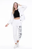 Uzun Kol Kapüşonlu Gamze Pazen Sonbahar ve Kışlık Ceket Beyaz Byz 2XL-3XL Beyaz - 6