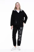 Uzun Kol Kapüşonlu Gamze Pazen Sonbahar ve Kışlık Ceket Siyah Syh 2XL-3XL Siyah - 1