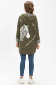 Uzun Kol Kapüşonlu Safari Baskılı Pazen Sonbahar ve Kışlık Ceket Haki Hk L/XL Haki - 2