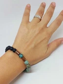 Afrika Turkuaz & Oniks Taşı 8mm Unisex Tasarım Bileklik Hawaii Model (3871) thumbnail 4