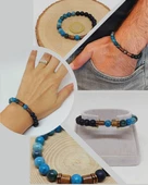 Apatit & Oniks Taşı 8mm Unisex Tasarım Bileklik Hawaii Model (14290) thumbnail 1