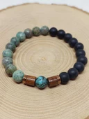 Afrika Turkuaz & Oniks Taşı 8mm Unisex Tasarım Bileklik Hawaii Model (3871) thumbnail 6