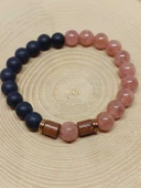 Çilek Kuvars & Oniks Taşı 8mm Unisex Tasarım Bileklik Hawaii Model (9778) thumbnail 6