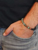 Afrika Turkuaz & Oniks Taşı 8mm Unisex Tasarım Bileklik Hawaii Model (3871) thumbnail 3