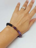 Ametist & Oniks Taşı 8mm Unisex Tasarım Bileklik Hawaii Model (8968) thumbnail 4