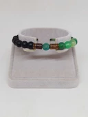 Yeşil Akik & Oniks Taşı 8mm Unisex Tasarım Bileklik Hawaii Model (7888) thumbnail 4