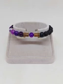 Mor Akik & Oniks Taşı 8mm Unisex Tasarım Bileklik Hawaii Model (7777) thumbnail 2