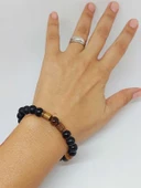 Siyah-Kahve Akik & Oniks Taşı 8mm Unisex Tasarım Bileklik Hawaii Model (4102) - 4