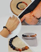 Karnelyan Akik & Oniks Taşı 8mm Unisex Tasarım Bileklik Hawaii Model (14235) thumbnail 1