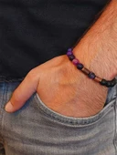 Mor Akik & Oniks Taşı 8mm Unisex Tasarım Bileklik Hawaii Model (7777) thumbnail 3