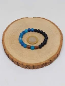 Mavi Akik & Oniks Taşı 8mm Unisex Tasarım Bileklik Hawaii Model (4001) thumbnail 5