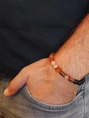 Karnelyan Akik & Oniks Taşı 8mm Unisex Tasarım Bileklik Hawaii Model (14235) thumbnail 3