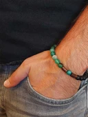 Yeşil Akik & Oniks Taşı 8mm Unisex Tasarım Bileklik Hawaii Model (7888) thumbnail 2