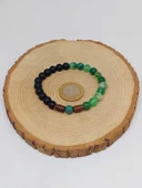 Yeşil Akik & Oniks Taşı 8mm Unisex Tasarım Bileklik Hawaii Model (7888) thumbnail 3