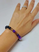 Mor Akik & Oniks Taşı 8mm Unisex Tasarım Bileklik Hawaii Model (7777) thumbnail 4