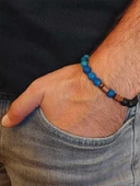 Mavi Akik & Oniks Taşı 8mm Unisex Tasarım Bileklik Hawaii Model (4001) thumbnail 3