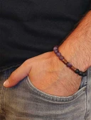 Ametist & Oniks Taşı 8mm Unisex Tasarım Bileklik Hawaii Model (8968) thumbnail 3