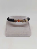 Siyah Alacalı Akik & Oniks Taşı 8mm Unisex Tasarım Bileklik Hawaii Model (3605) thumbnail 2