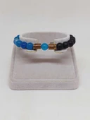 Mavi Akik & Oniks Taşı 8mm Unisex Tasarım Bileklik Hawaii Model (4001) thumbnail 2