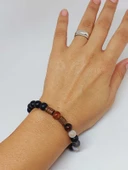 Siyah Alacalı Akik & Oniks Taşı 8mm Unisex Tasarım Bileklik Hawaii Model (3605) thumbnail 4