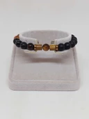 Siyah-Kahve Akik & Oniks Taşı 8mm Unisex Tasarım Bileklik Hawaii Model (4102) - 2