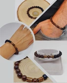 Ceviz Ağacı & Oniks Taşı 8mm Unisex Tasarım Bileklik Hawaii Model (5125) thumbnail 1