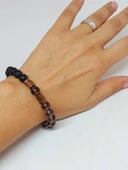 Dumanlı Kuvars & Oniks Taşı 8mm Unisex Tasarım Bileklik Hawaii Model (4729) - 4