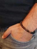 Ceviz Ağacı & Oniks Taşı 8mm Unisex Tasarım Bileklik Hawaii Model (5125) thumbnail 3