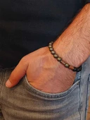 Pirit & Oniks Taşı 8mm Unisex Tasarım Bileklik Hawaii Model (2916) thumbnail 3