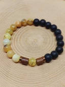 Opal Sarı Alacalı Renk & Oniks Taşı 8mm Unisex Tasarım Bileklik Hawaii Model (36135) thumbnail 6