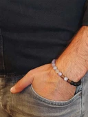 Turmalin Ebruli Renk & Oniks Taşı 8mm Unisex Tasarım Bileklik Hawaii Model (19445) thumbnail 3